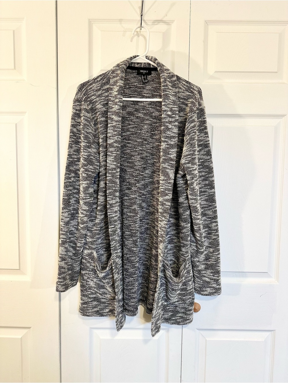 Men’s Forever 21 Gray Marled Open Cardigan with Pockets L